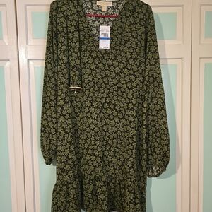 Michael Kors Green Floral Mini Dress